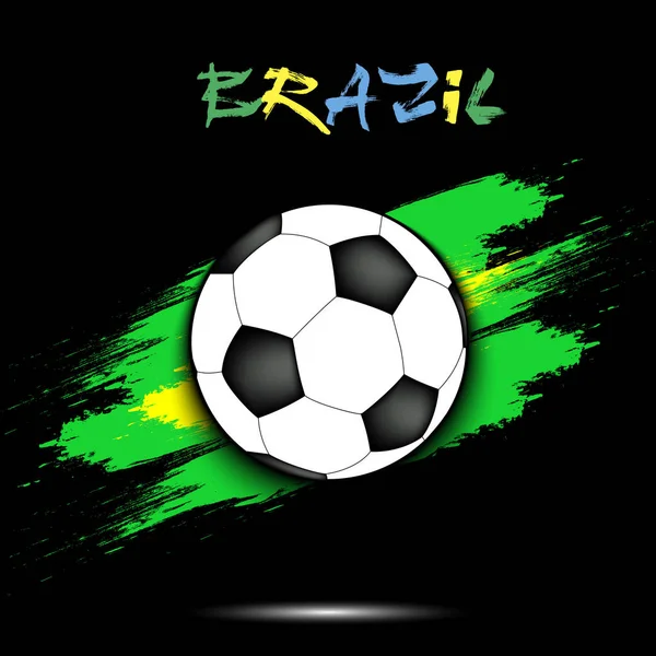 Ballon de football et drapeau du Brésil — Image vectorielle