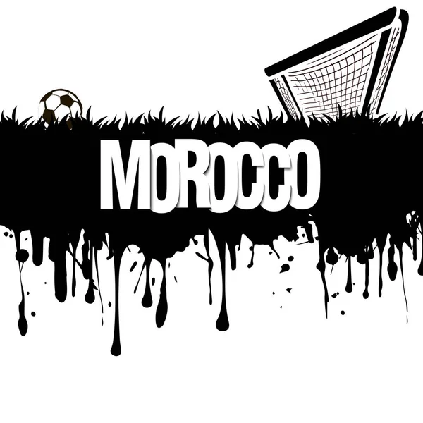 垃圾横幅。摩洛哥与足球和门 — 图库矢量图片