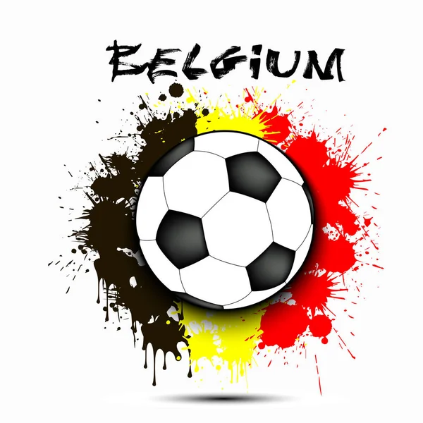 Balón de fútbol y bandera de Bélgica — Vector de stock