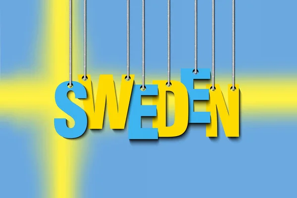 Le mot Suède accroché aux cordes — Image vectorielle