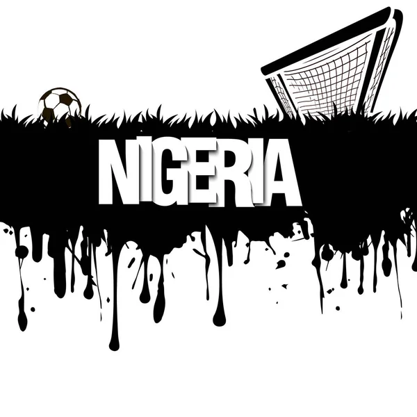 垃圾横幅。尼日利亚与足球和门 — 图库矢量图片