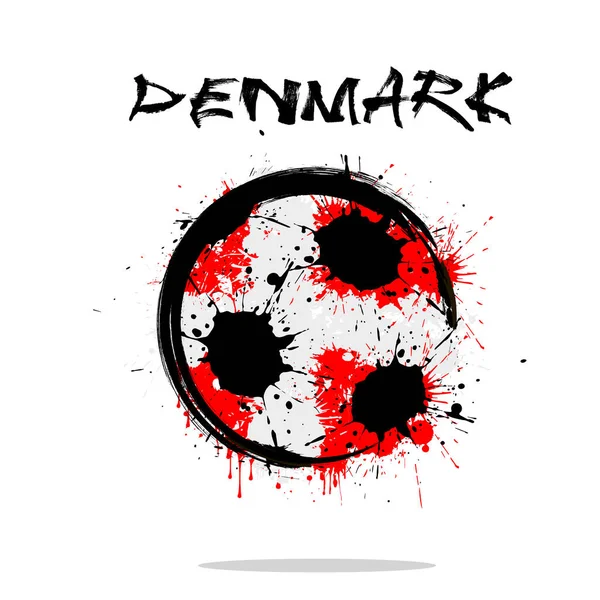 Bandeira da Dinamarca como uma bola de futebol abstrata — Vetor de Stock