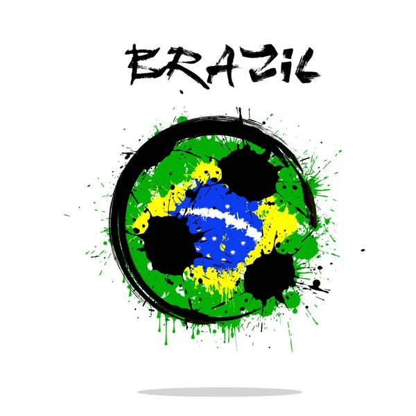 抽象的なサッカー ボールとしてブラジルの旗 — ストックベクタ