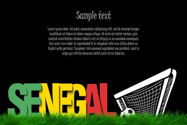 Kelime topu kapısında çim Senegal ve futbol. Vektör çizim
