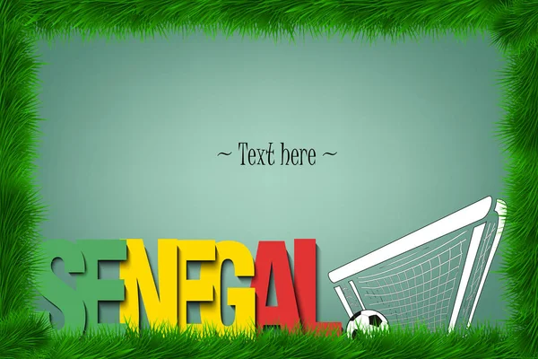 Bir çerçeve çimen kelime Senegal ve kapıdaki bir futbol topu. Vektör çizim