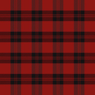 Noel ve yeni yıl ekose kumaşı. İskoç desenli siyah, kırmızı ve beyaz kafes. İskoç kafesi. Geleneksel İskoç geçmişi. Kusursuz kumaş dokusu. Vektör illüstrasyonu