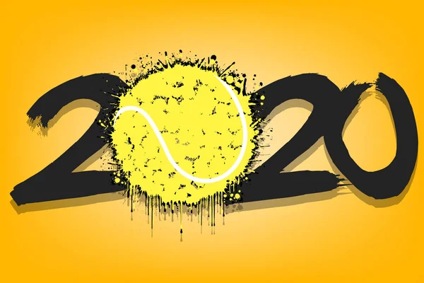 2020 szilveszter és egy teniszlabda a foltokból — Stock Vector