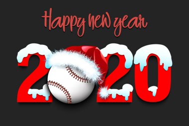 Karlı Yeni Yıl numaraları 2020 ve beyzbol topu