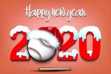 Karlı Yeni Yıl numaraları 2020 ve beyzbol topu