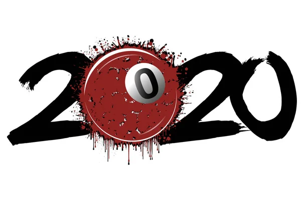 2020 Anno nuovo e una palla da biliardo da macchie — Vettoriale Stock