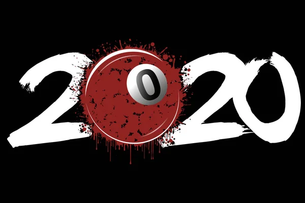 2020 Nouvel An et une boule de billard de taches — Image vectorielle