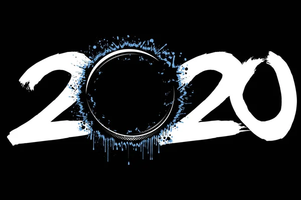 2020新年和冰球从斑斑中喷涌而出 — 图库矢量图片