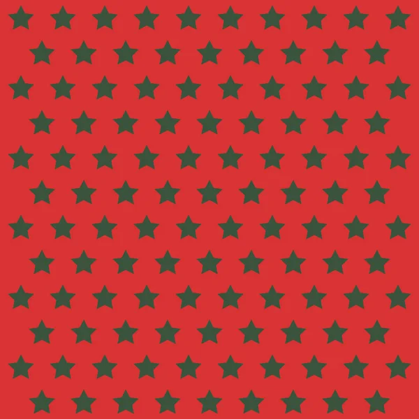 Patrón estrellas verdes sobre fondo rojo — Vector de stock