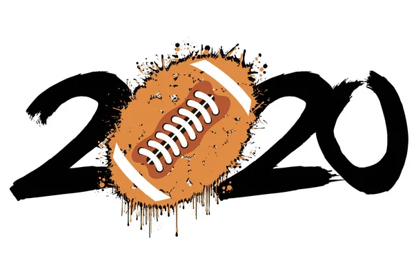 2020 Ano Novo e uma bola de futebol de manchas — Vetor de Stock