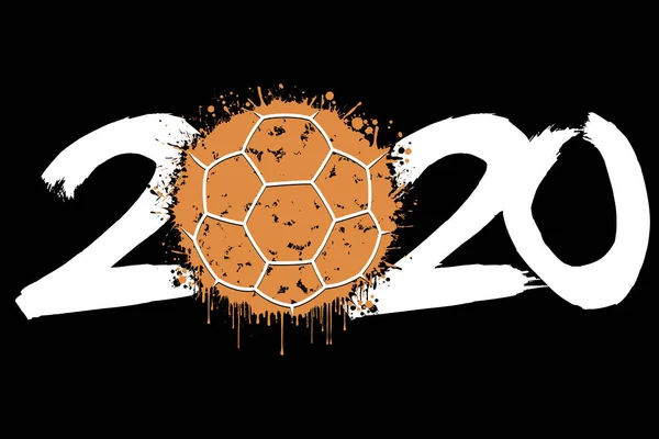 2020 New Year and a handball ball from blots — Stock Vector