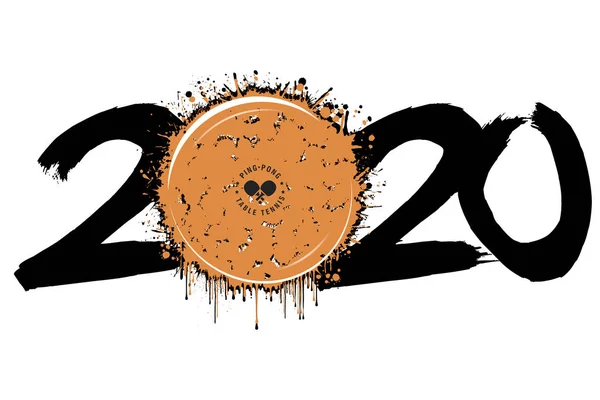 2020 újév és ping-pong labda a foltokból — Stock Vector