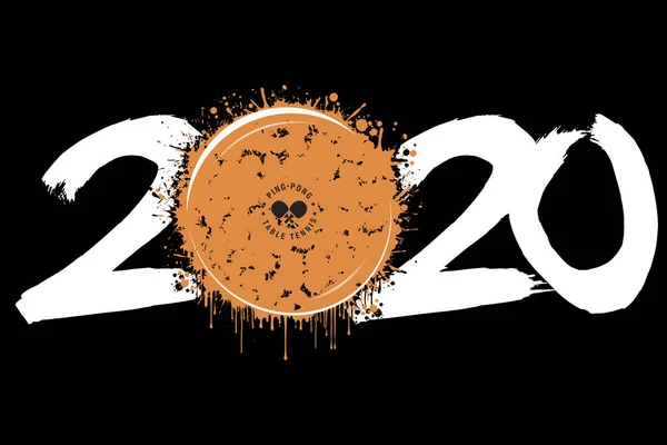 2020 Nyår och en pingisboll från fläckar — Stock vektor