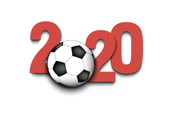 Новорічні номери 2020 та футбольний м'яч — стоковий вектор