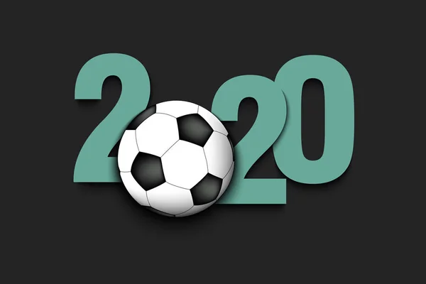 Yeni yıl numaraları 2020 ve futbol topu — Stok Vektör