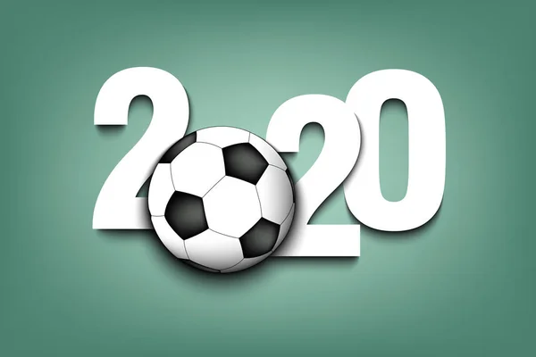 Новорічні номери 2020 та футбольний м'яч — стоковий вектор