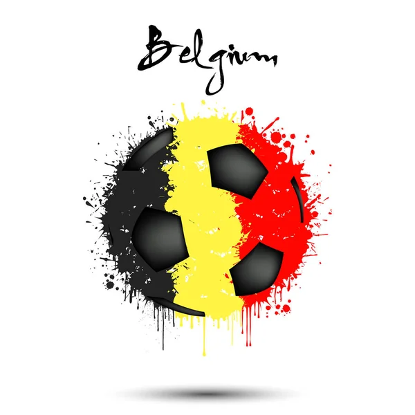 Soccer ball in the colors of the Belgium flag — Stock Vector