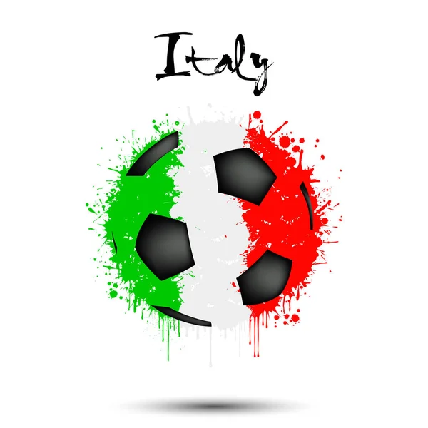 Balón de fútbol en los colores de la bandera de Italia — Vector de stock
