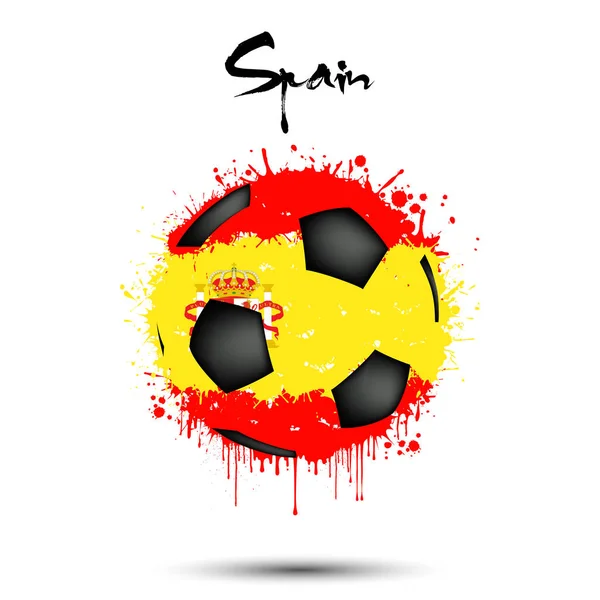 Piłka nożna w kolorach flagi Hiszpanii — Wektor stockowy