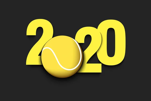 Новогодние номера 2020 и теннисный мяч — стоковый вектор
