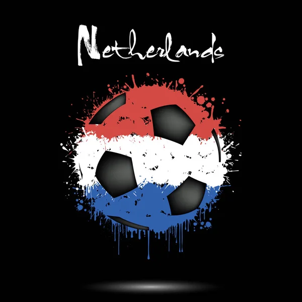 Pelota de fútbol en los colores de la bandera de Holanda — Vector de stock