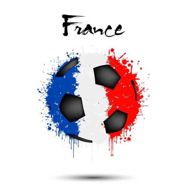 Pelota de fútbol en los colores de la bandera de Francia — Vector de stock