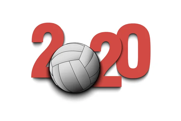 Новогодние номера 2020 и волейбол — стоковый вектор