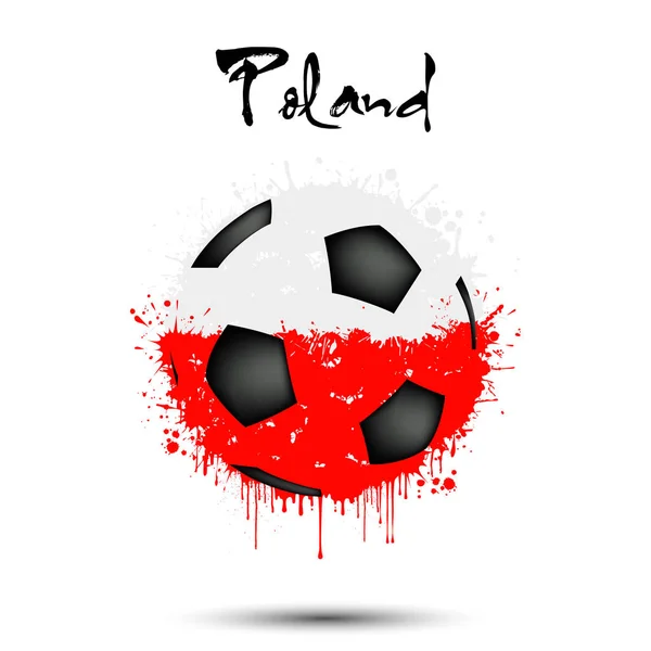 Pelota de fútbol en los colores de la bandera de Polonia — Archivo Imágenes Vectoriales