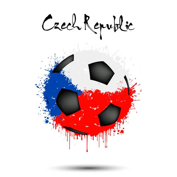 Pallone da calcio nei colori della bandiera della Cechia — Vettoriale Stock