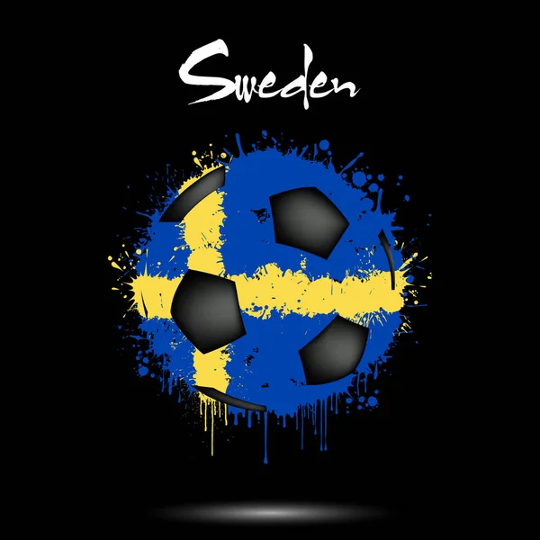 스웨덴 국기 색깔을 띤 축구공 — 스톡 벡터