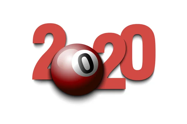 Números de Ano Novo 2020 e bola de bilhar — Vetor de Stock