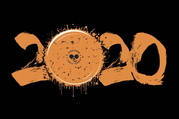 Абстрактные номера 2020 и мячик для пинг-понга из блотов — стоковый вектор