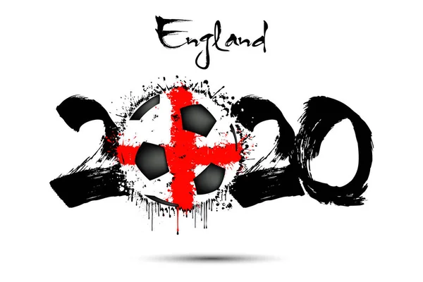 2020 год и футбольный мяч в цвете флага Англии — стоковый вектор