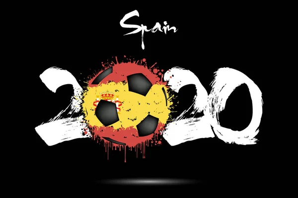 2020 рік і футбольний м'яч за кольором прапора Іспанії — стоковий вектор