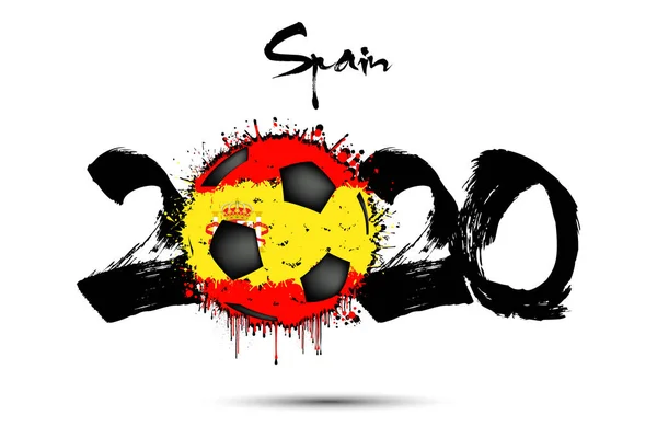 2020 i piłka nożna w kolorze flagi Hiszpanii — Wektor stockowy