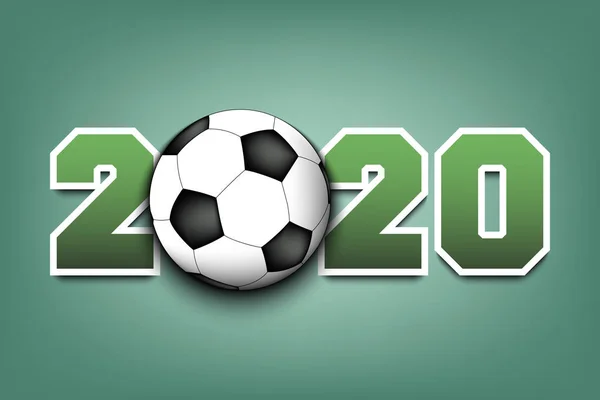 Yeni yıl numaraları 2020 ve futbol topu — Stok Vektör