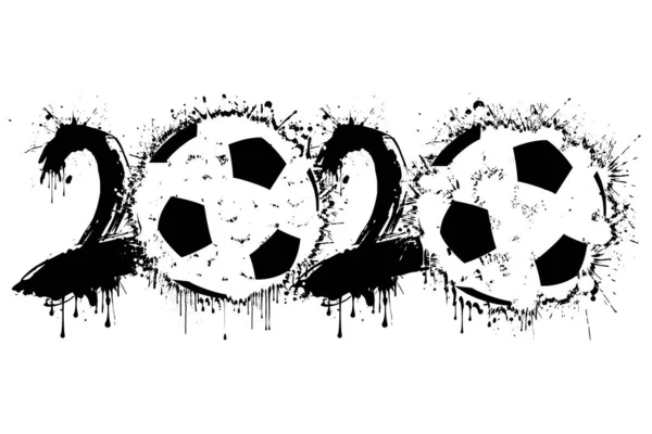 Абстрактные номера 2020 и футбольный мяч из блотов — стоковый вектор