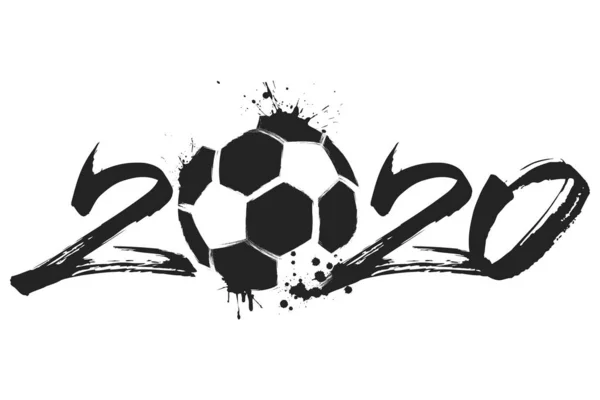 Abstract numbers 2020 and soccer ball from blots — ストックベクタ