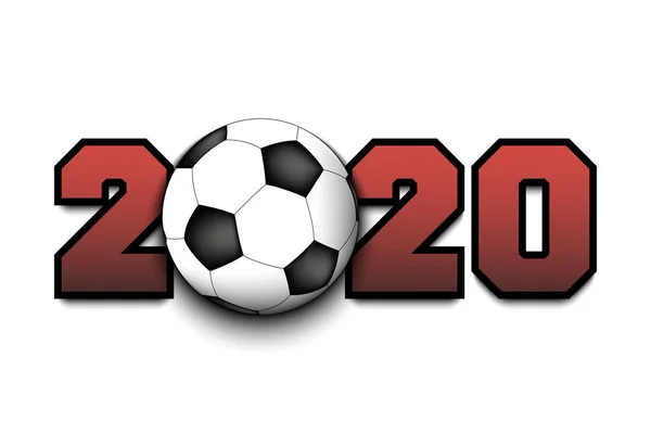 Yeni yıl numaraları 2020 ve futbol topu — Stok Vektör