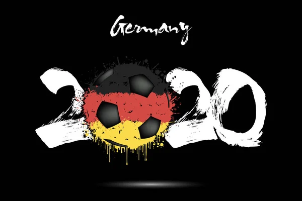 2020 et ballon de football en couleur du drapeau allemand — Image vectorielle