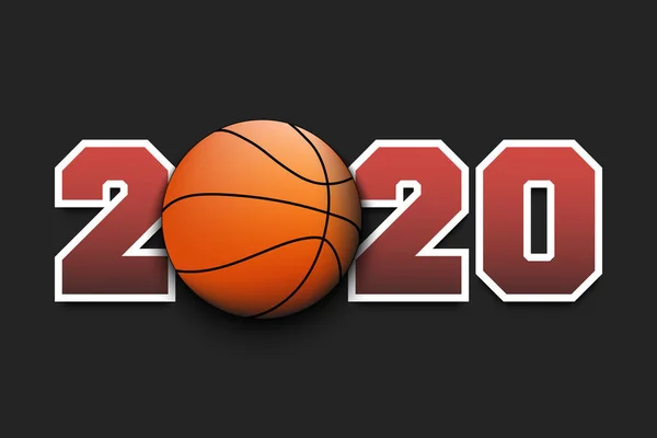 Yeni yıl numaraları 2020 ve basketbol topu — Stok Vektör