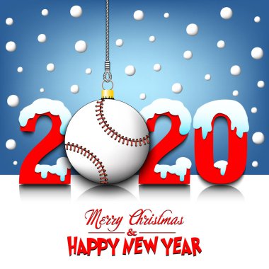 2020 Yeni Yıl ve iplere asılı beyzbol topu
