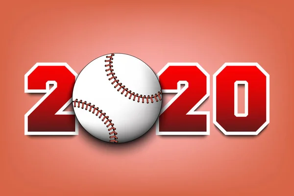 Novoroční čísla 2020 a baseball — Stockový vektor