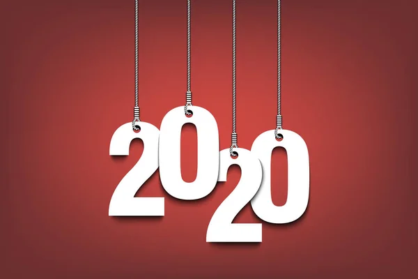 Año Nuevo número 2020 colgando de las cuerdas — Vector de stock