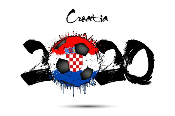 2020 en voetbal in de kleur van de Kroatische vlag — Stockvector