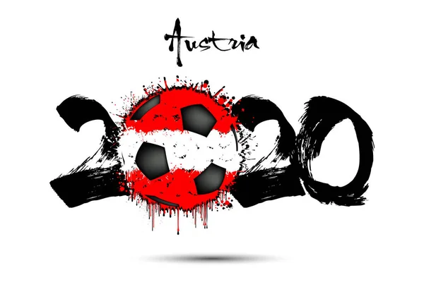 2020 ve Avusturya bayrağı renginde futbol topu — Stok Vektör